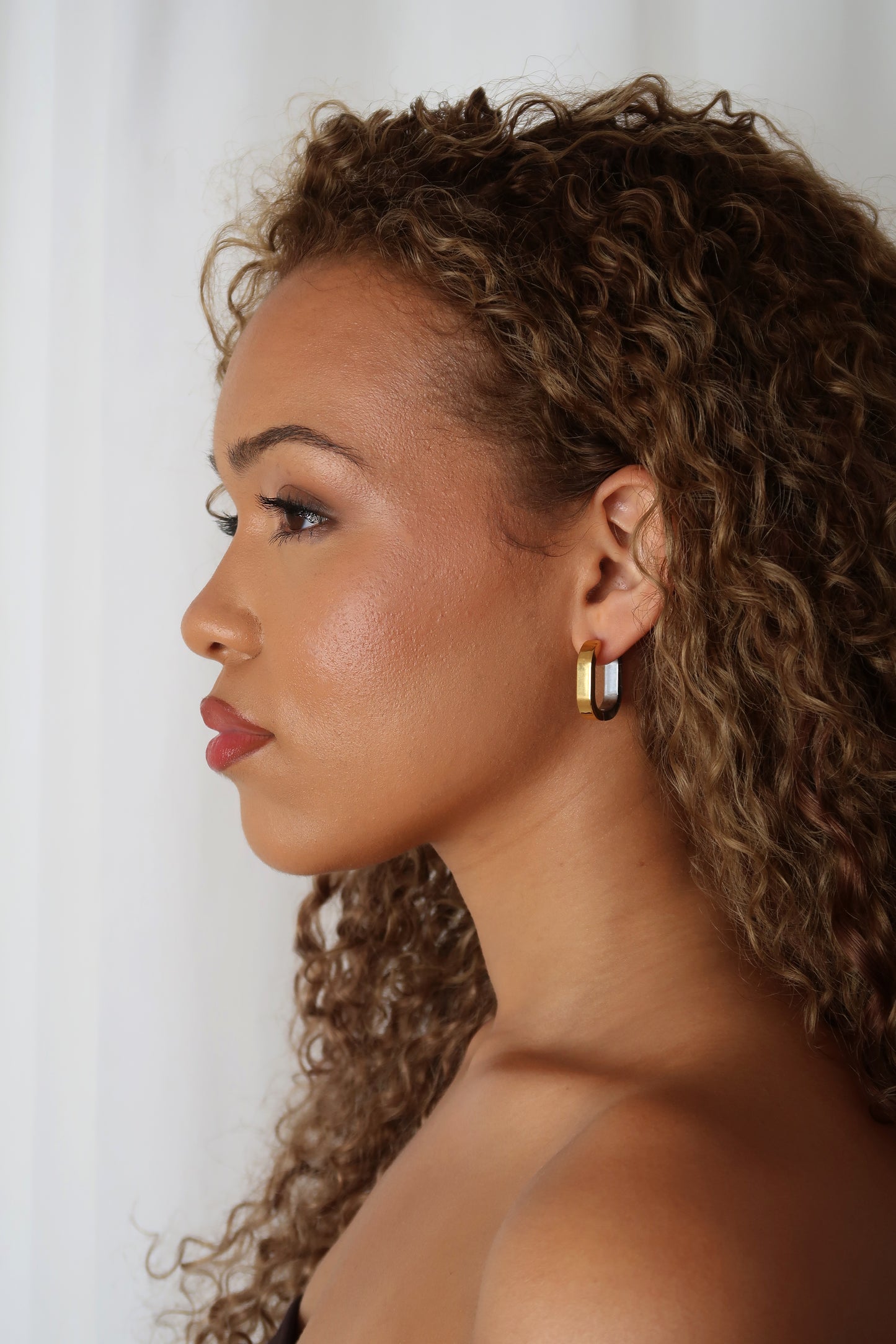 Violet Mixed Metal Huggie Hoop Earrings