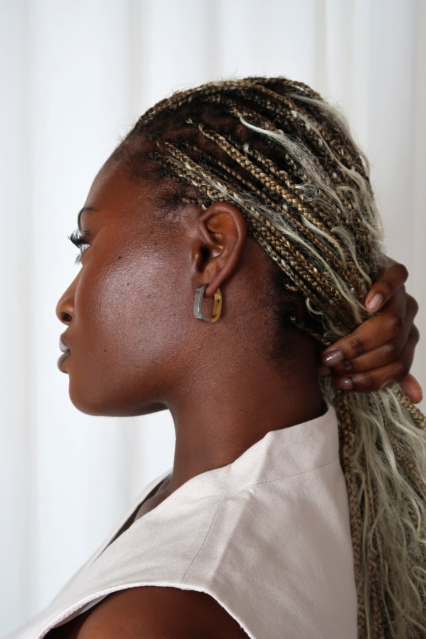 Violet Mixed Metal Huggie Hoop Earrings