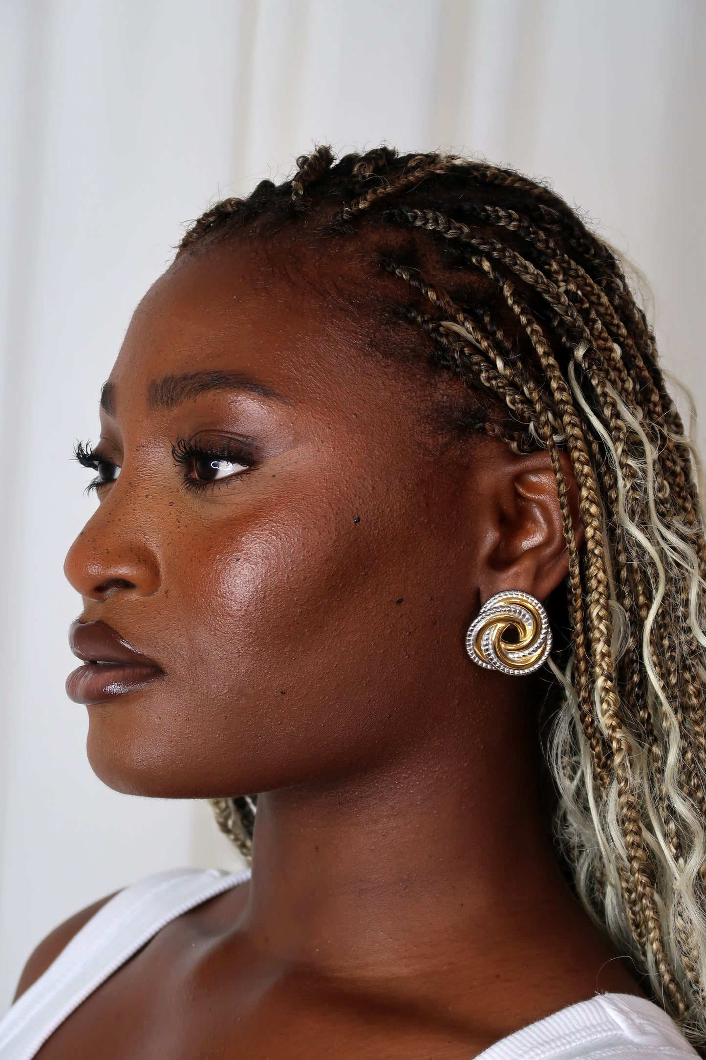 Yara Oversized Mixed Metal Knot Detail Earrings