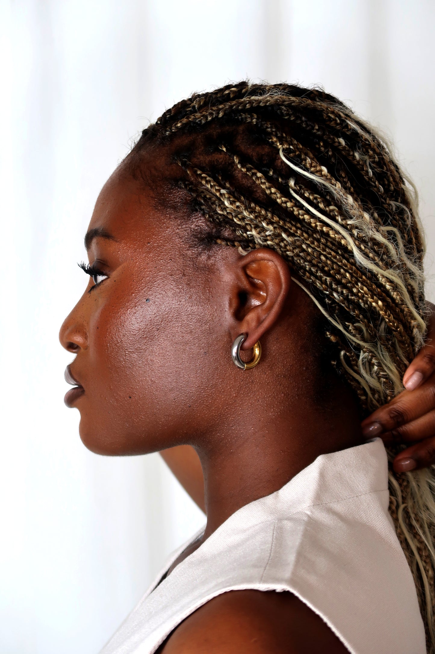 Isla Mixed Metal Huggie Hoop Earrings Gold & Silver