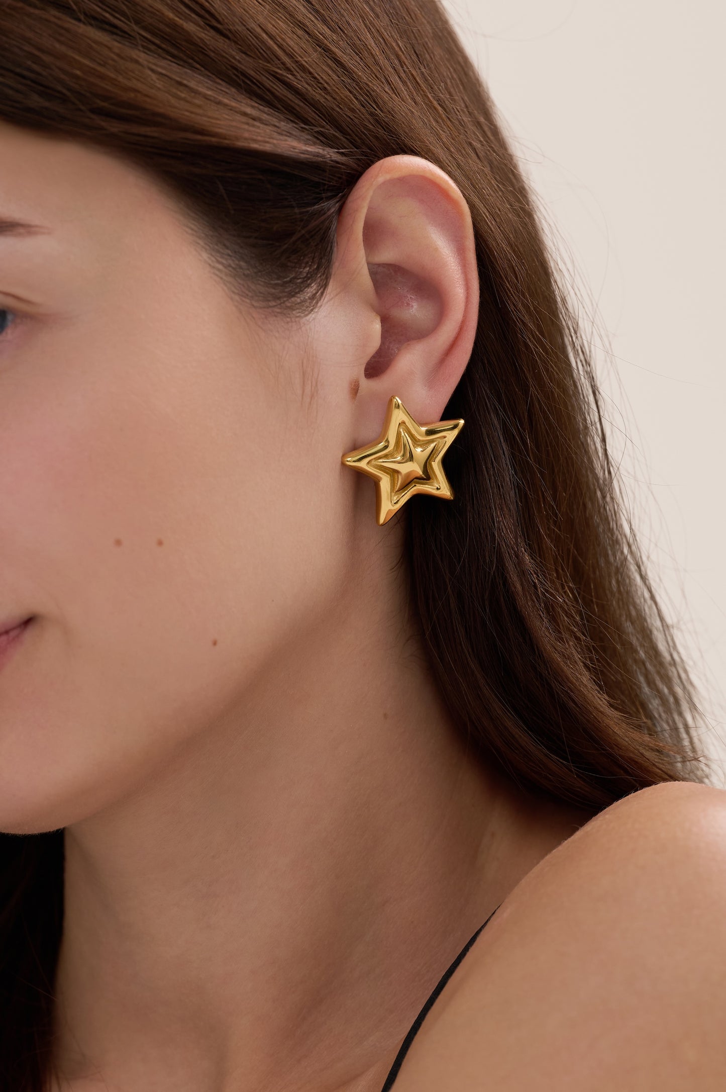 Astra Star Shaped Gold Stud Earrings