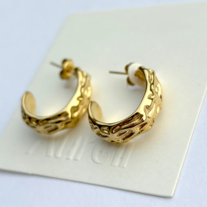 Hammered Metal Hoop Earrings Gold/Silver