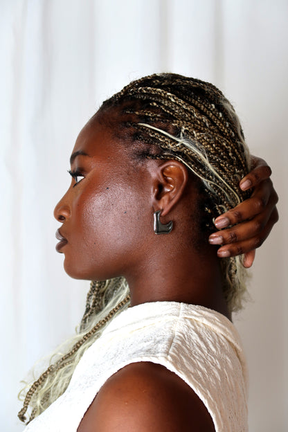 Mila Wavy Hoop Stud Earrings Gold/Silver
