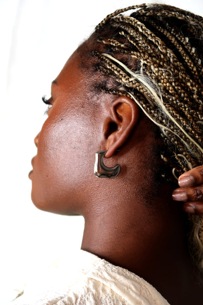 Mila Wavy Hoop Stud Earrings Gold/Silver