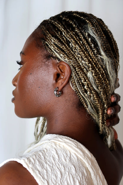 Nola Crystal Embellished Irregular Shaped Hoop Earrings Gold/Silver