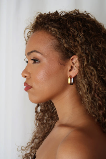 Violet Mixed Metal Huggie Hoop Earrings