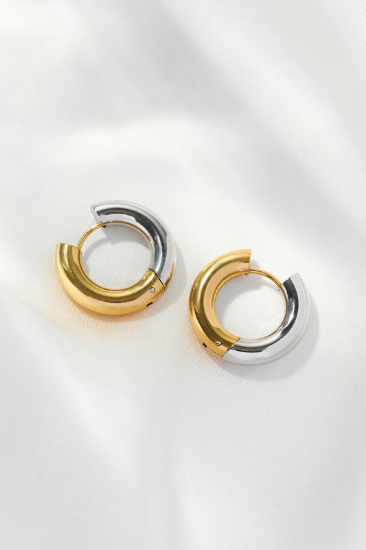 Isla Mixed Metal Huggie Hoop Earrings Gold & Silver
