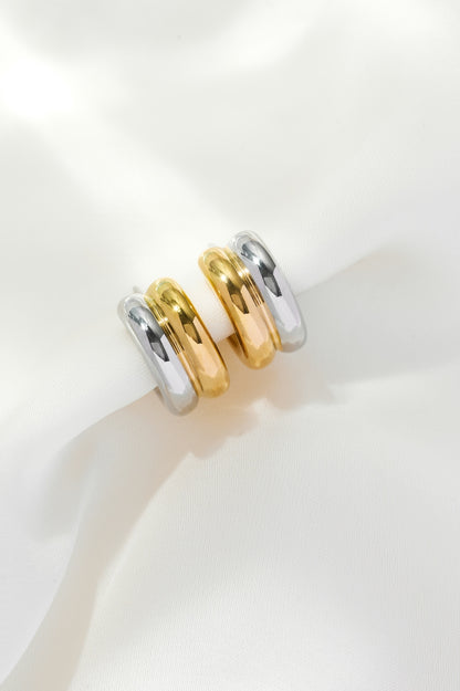 Freya Mixed Metal Hoop Stud Earrings Gold & Silver
