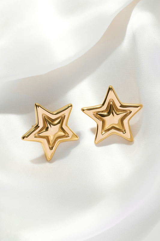 Astra Star Shaped Gold Stud Earrings