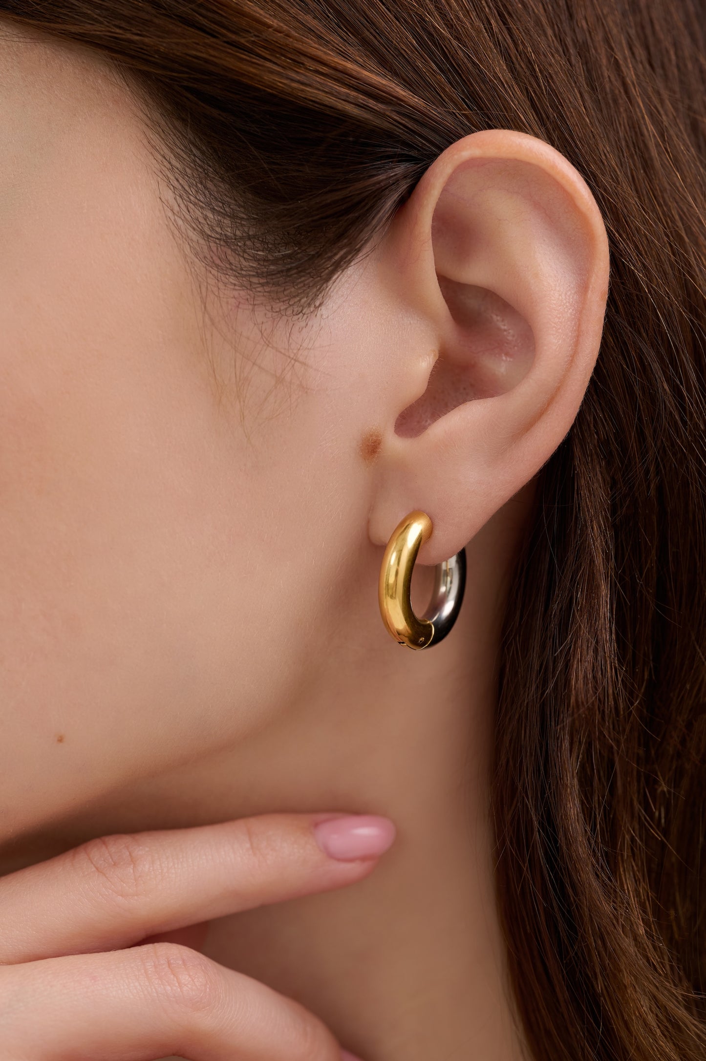 Isla Mixed Metal Huggie Hoop Earrings Gold & Silver