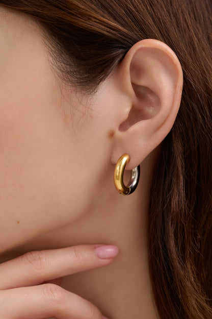 Isla Mixed Metal Huggie Hoop Earrings Gold & Silver